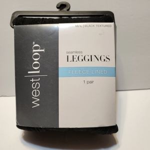 West Loop Fleece Lined Seemless Leggings.  Black textured. Sz M/L. New